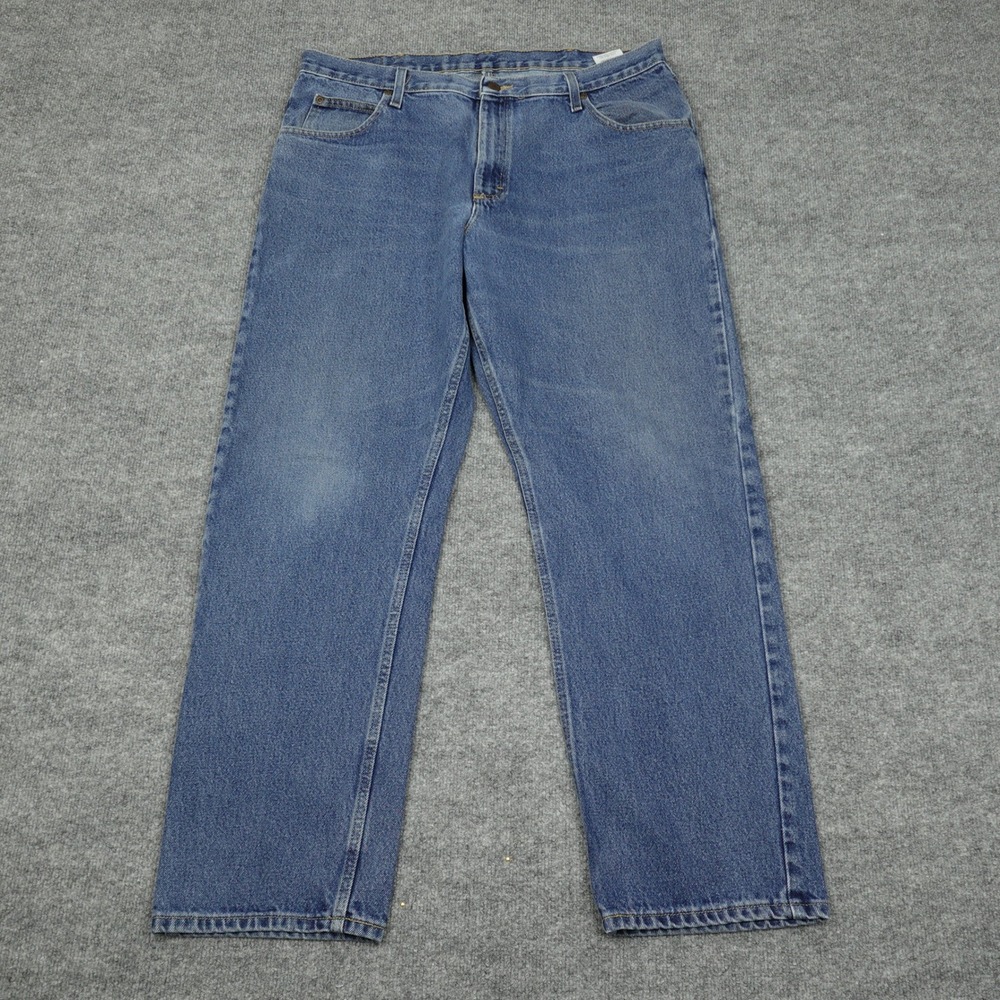 Wrangler Jeans Mens 38x32 Blue Premium Quality Straight Leg Medium Wash Zip Fly